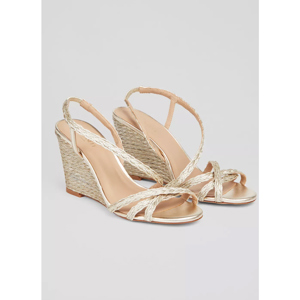 LK Bennett Shiela Gold Rope Wedge Sandals